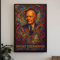 Dwight Eisenhower WWII Era Art Deco Patriotic Poster