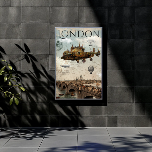 Vintage Poster Steampunk London Airship