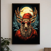Festive Reindeer in Forest Winter Wonderland Animal Poster