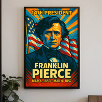 Franklin Pierce 14th President of the United States Colorful Comic Book Style Poster