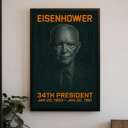 Dwight D. Eisenhower 34th President of the United States Techno Schematic Poster
