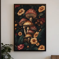 Enchanted Forest Wall Art Print with Mushrooms