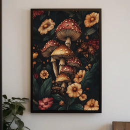 Enchanted Forest Wall Art Print with Mushrooms