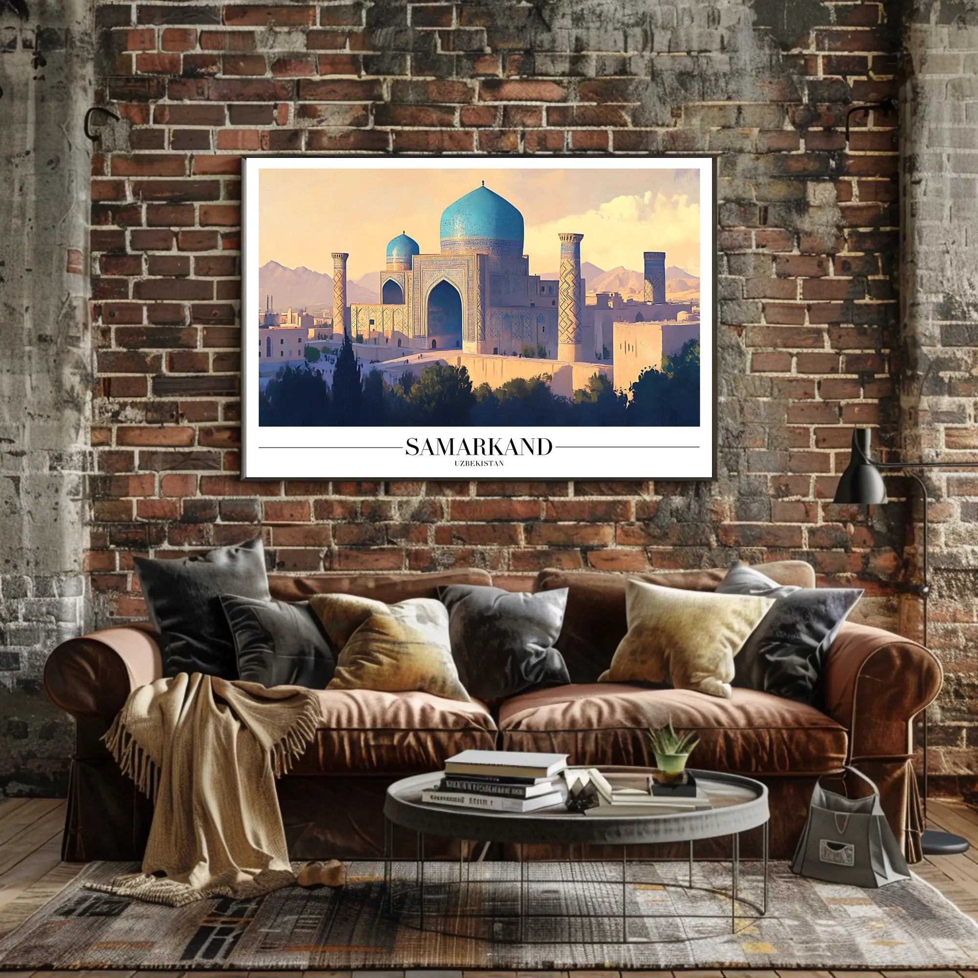 Serene Blue Domes of Samarkand Cultural Heritage Poster