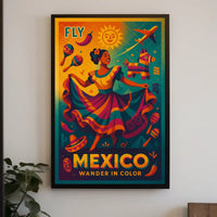 Fly to Mexico Wander in Color Poster