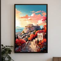 Acropolis Sunset Scenic View Travel Poster