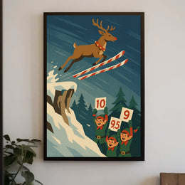Reindeer Ski Jump Poster