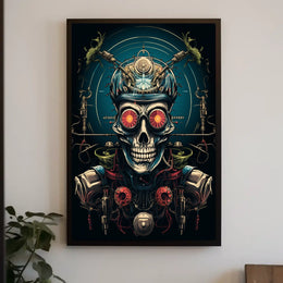 Cybernetic Skull Art Poster