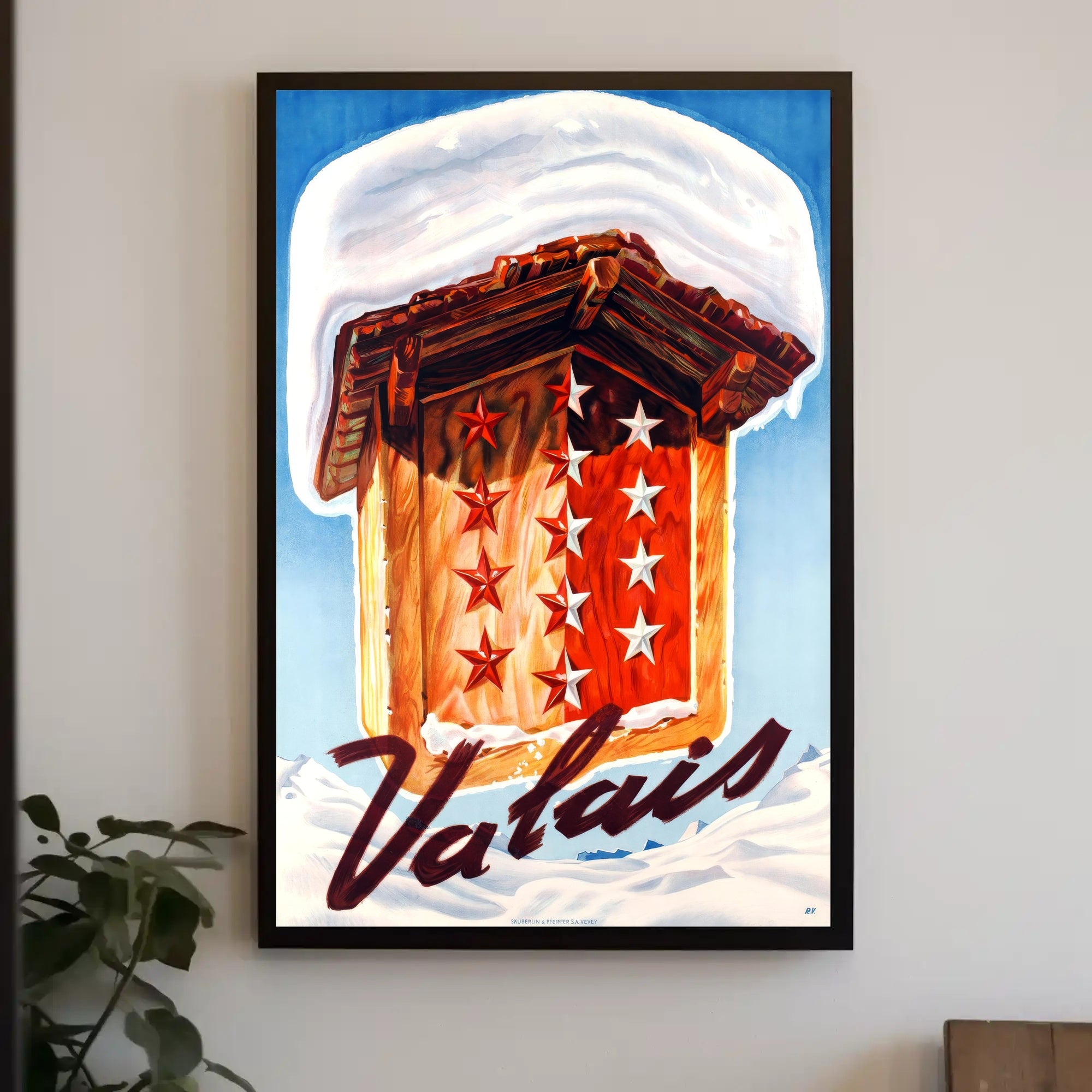 Valais Winter Chalet Art Print Cultural or Heritage Poster PosterGoat