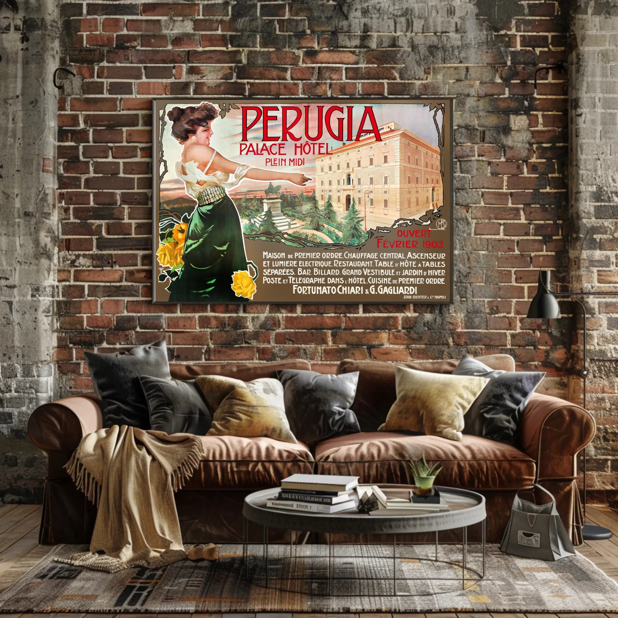Vintage Perugia Palace Hôtel Poster PosterGoat