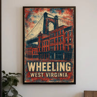Wheeling Suspension Bridge Vintage Art Nostalgic Poster
