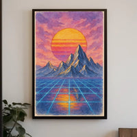 Sunset Dreams: Retro-Futuristic Sci-Fi Landscape Poster