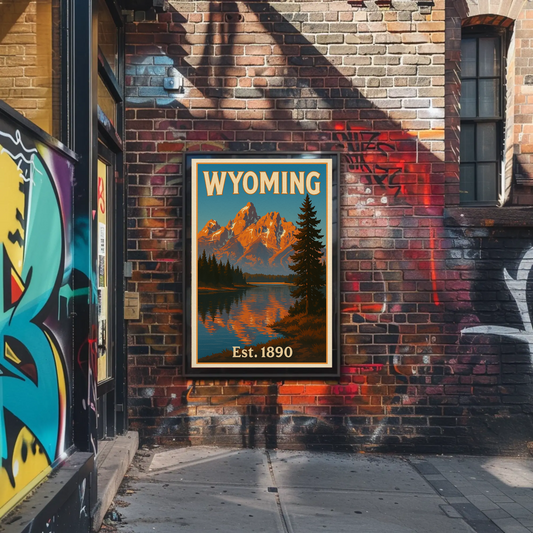 Wyoming Grand Tetons Mountain Lake Reflection Travel Poster