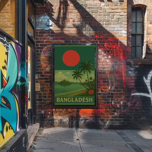Bangladesh Tropical Landscape Vintage Travel Poster