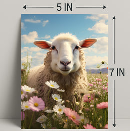 Serene Sheep In Bloom Poster PosterGoat