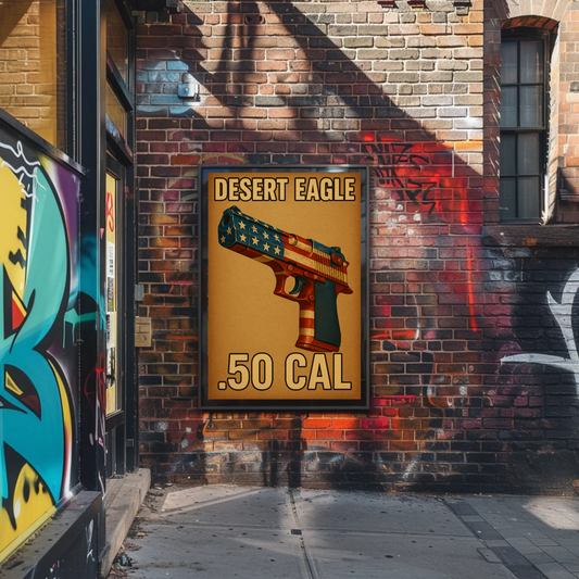 Desert Eagle 50 Cal USA Flag Firearm Art Poster