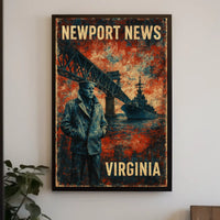 Vintage Navy Bridge Artwork Expressionism Poster