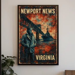 Vintage Navy Bridge Artwork Expressionism Poster