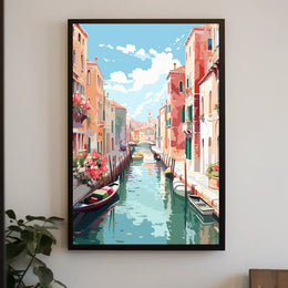 Venetian Canal Beauty Explored in Travel Poster