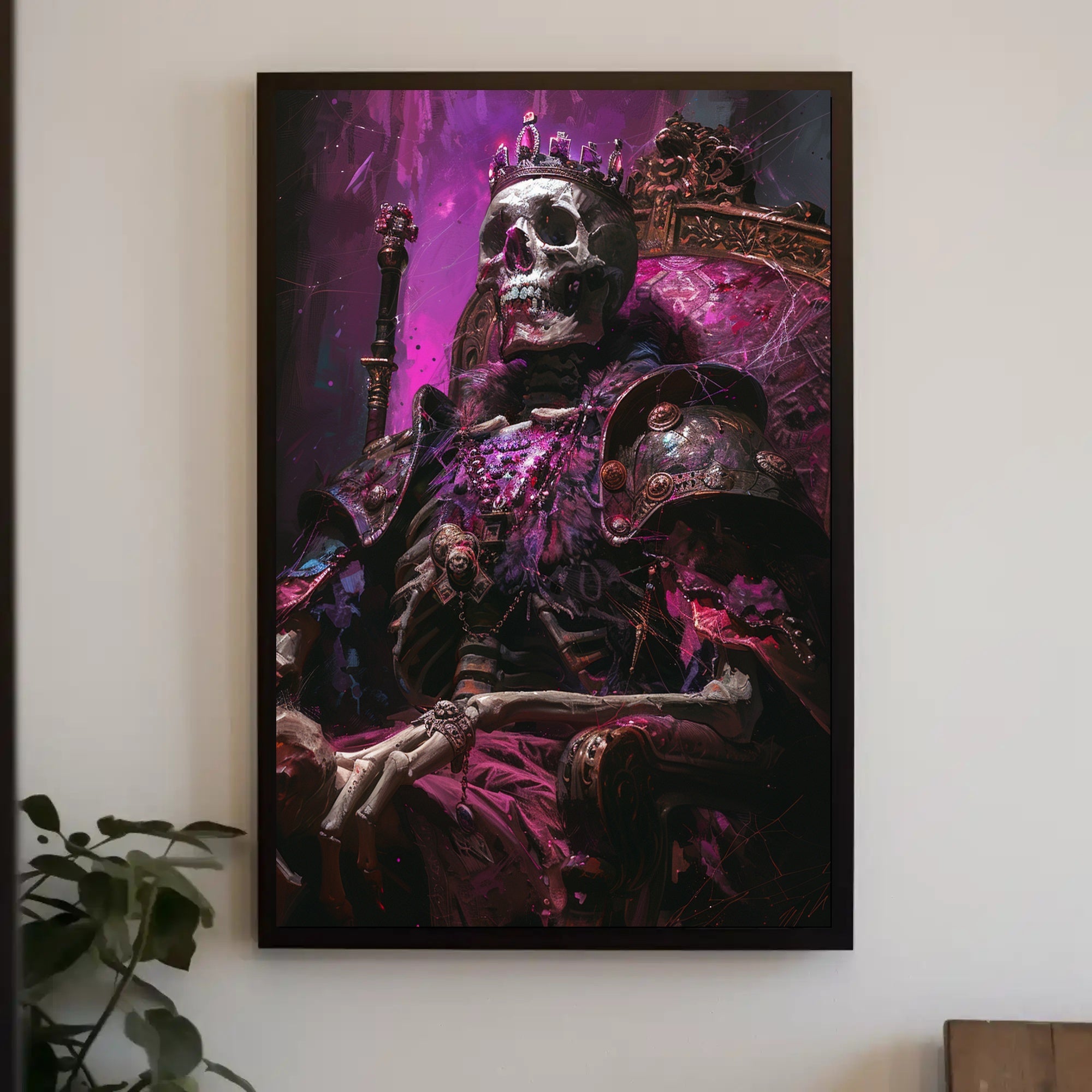 Skeleton King on Gothic Throne Fantasy or Mythology Poster PosterGoat