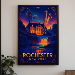Rochester New York Scenic Travel Poster Vintage Wall Art