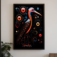 Stylized Bird with Spirals Abstract or Artistic Poster