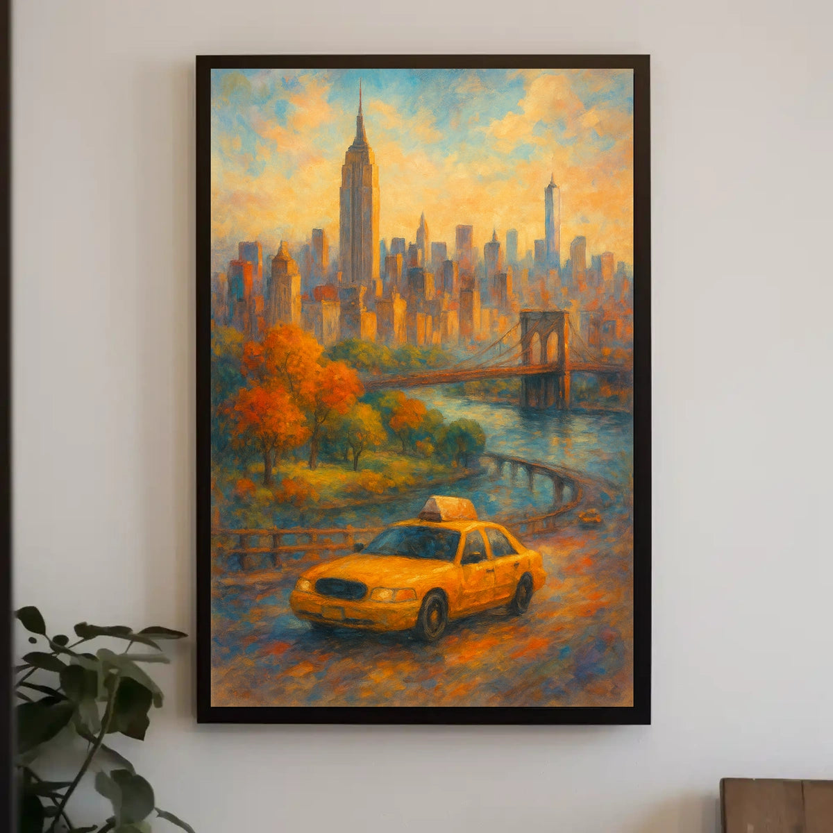 New York City Autumn Impressionism Poster Abstract Wall Art