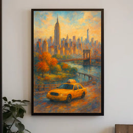 New York City Autumn Impressionism Poster Abstract Wall Art