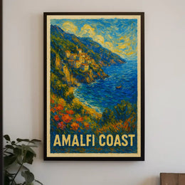 Amalfi Coast Poster Wall Art Coastal Decor Travel Gift Idea