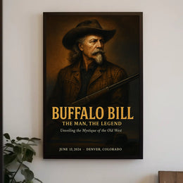 Buffalo Bill Vintage Art Poster: Cultural or Heritage Poster