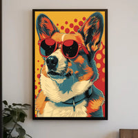 Cool Pop Art Corgi with Red Shades Animal Poster PosterGoat