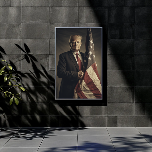 Vintage President Trump 2025 Poster American Flag Portrait
