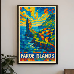 Faroe Islands Vibrant Mosaic Poster