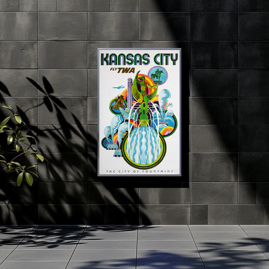 Fly TWA to Kansas City Travel Poster by David Klein