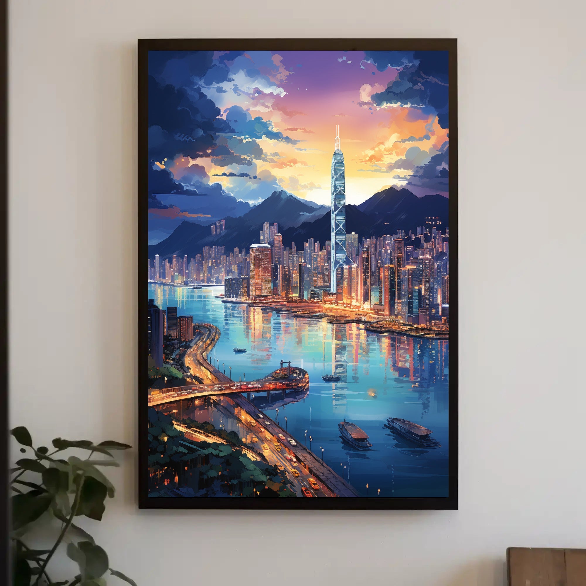 Vibrant Metropolis Skyline Art Print Travel Poster