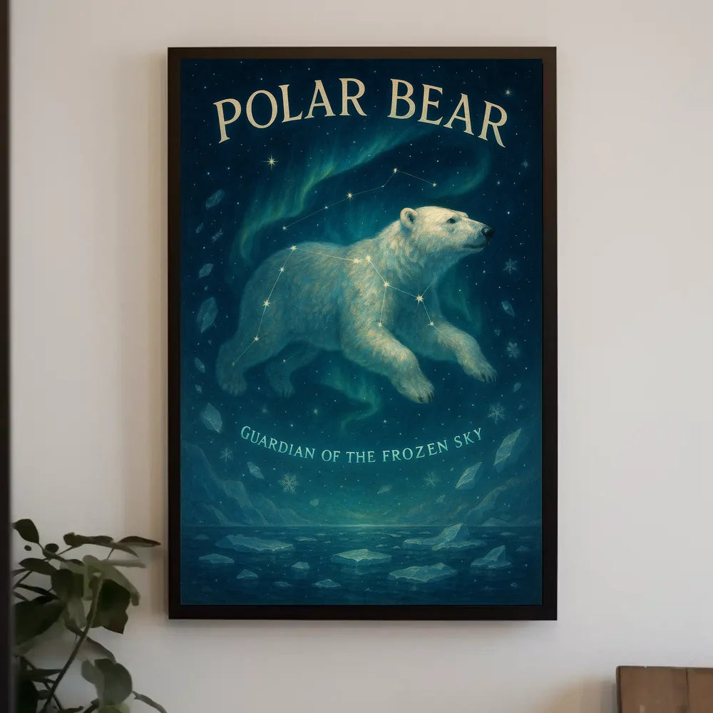 Mystical Polar Bear Under Stars Animal Poster PosterGoat