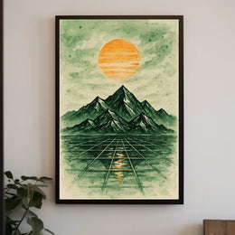 Surreal Abstract Landscape with Futuristic Touches Artistic Poster