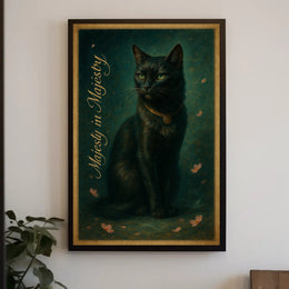 Majestic Black Cat with Gold Collar Animal Poster