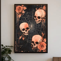 Dark Gothic Skulls and Roses Artistic Poster