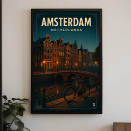 Serene Amsterdam Evening Travel Poster PosterGoat