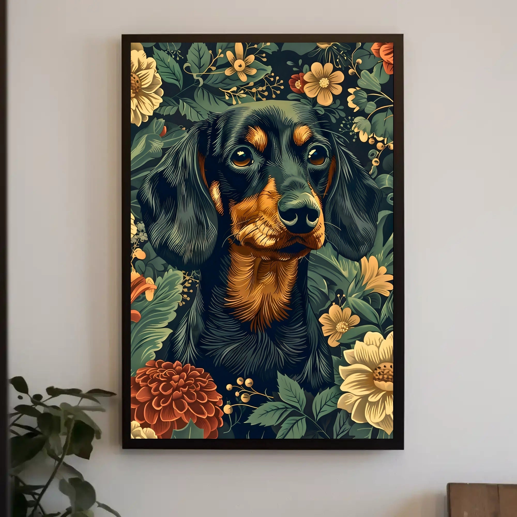 Floral Canine Elegance Wall Art Print