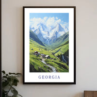 Georgia Caucasus Mountains Tranquil Landscape Travel Poster PosterGoat