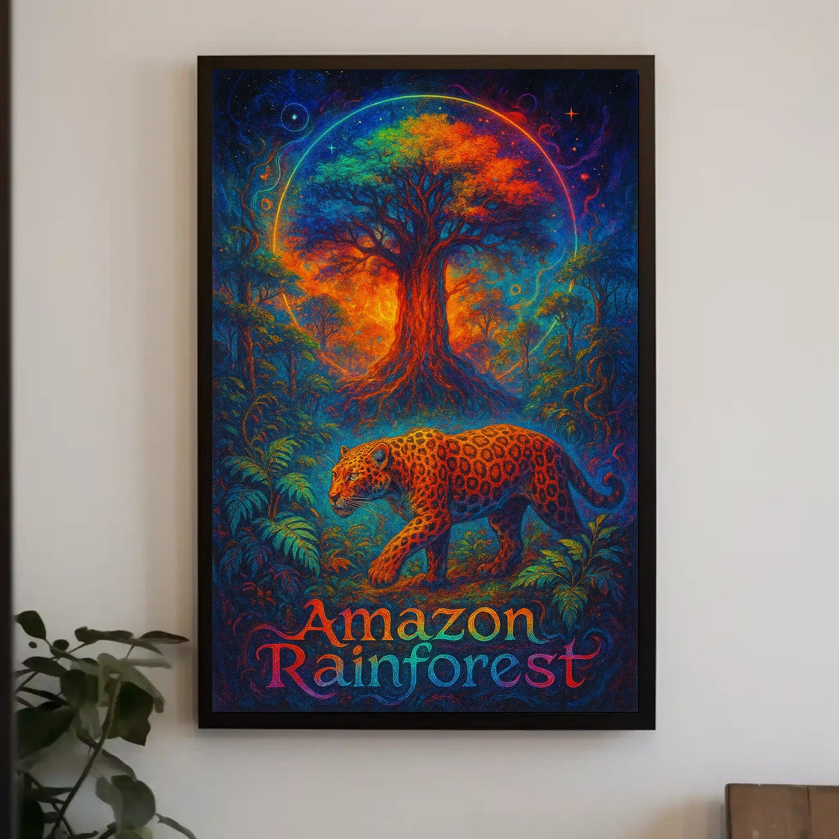 Amazon Rainforest Jaguar: Surreal Jungle Art Poster