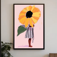Whimsical Sunflower Child Poster Art Print