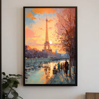 Eiffel Tower Sunset in Paris Travel Poster