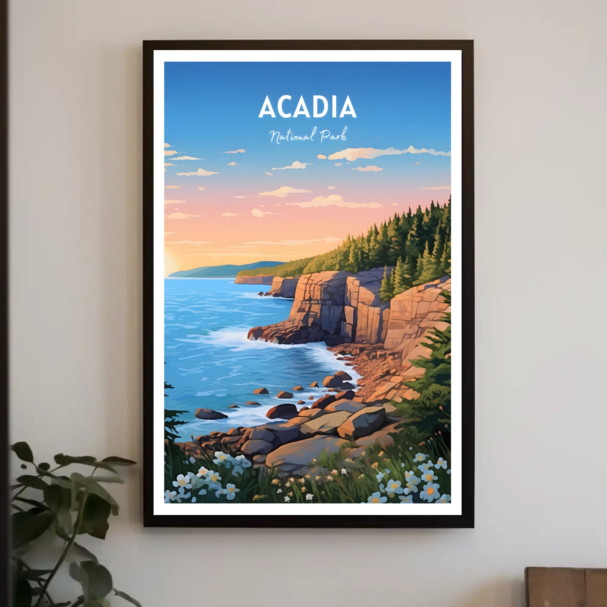 Acadia National Park Travel Poster Vintage Scenic Print