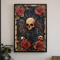 Skull with Spider Legs Gothic Abstract, Artistic Poster