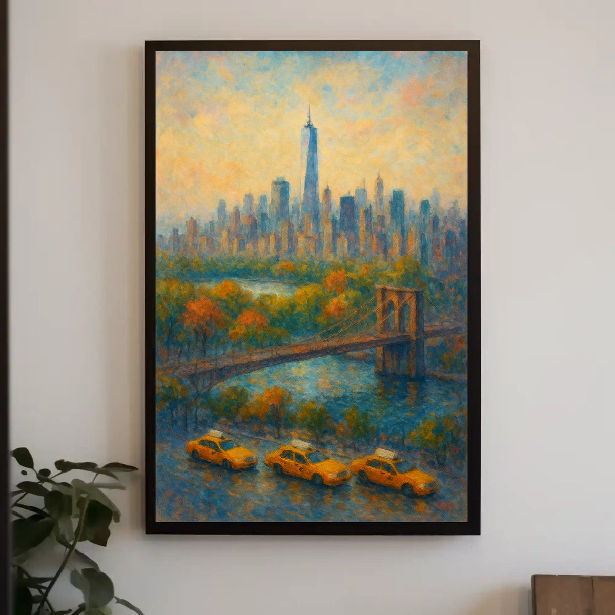 New York City Autumn Skyline Poster Abstract Wall Art