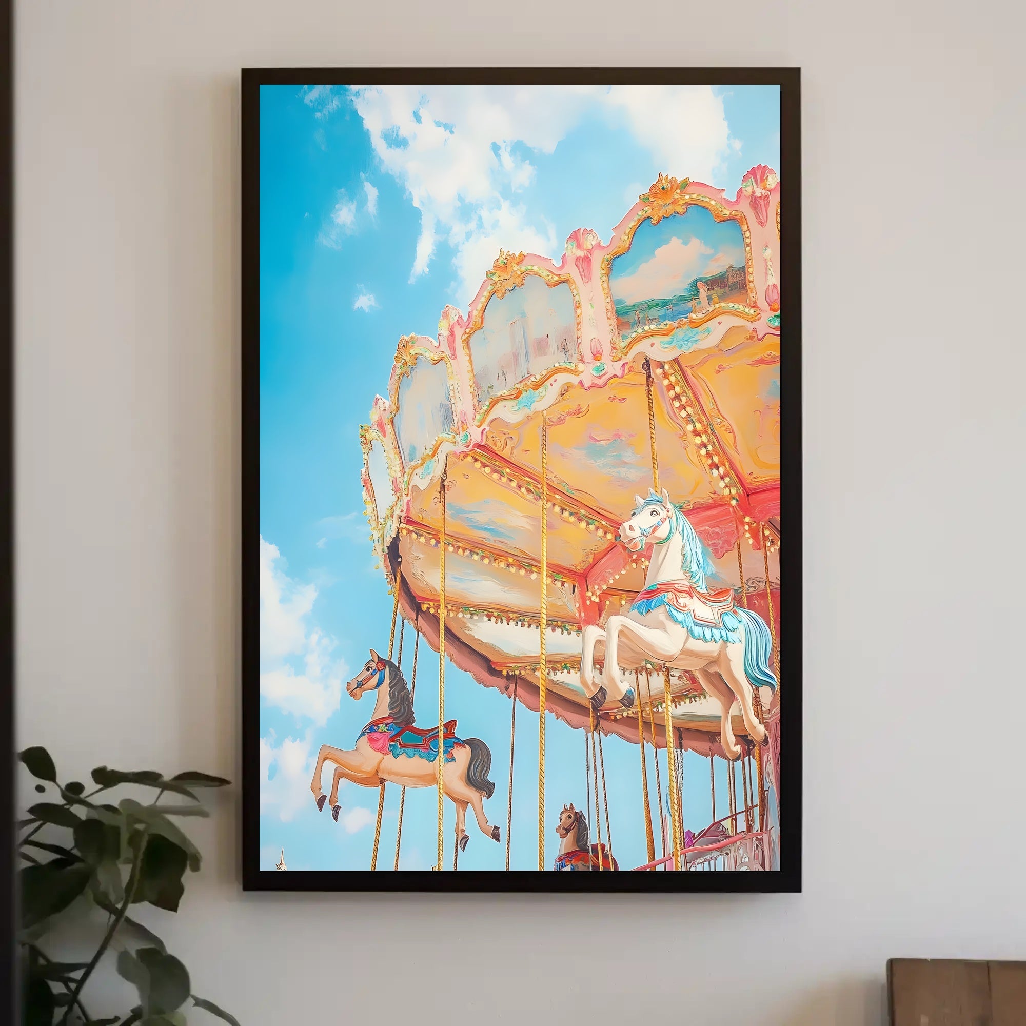 Carousel Whimsical Poster Vintage Carnival Wall Art