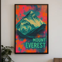 Mount Everest Abstract Art, Vibrant Modern National Park Poster